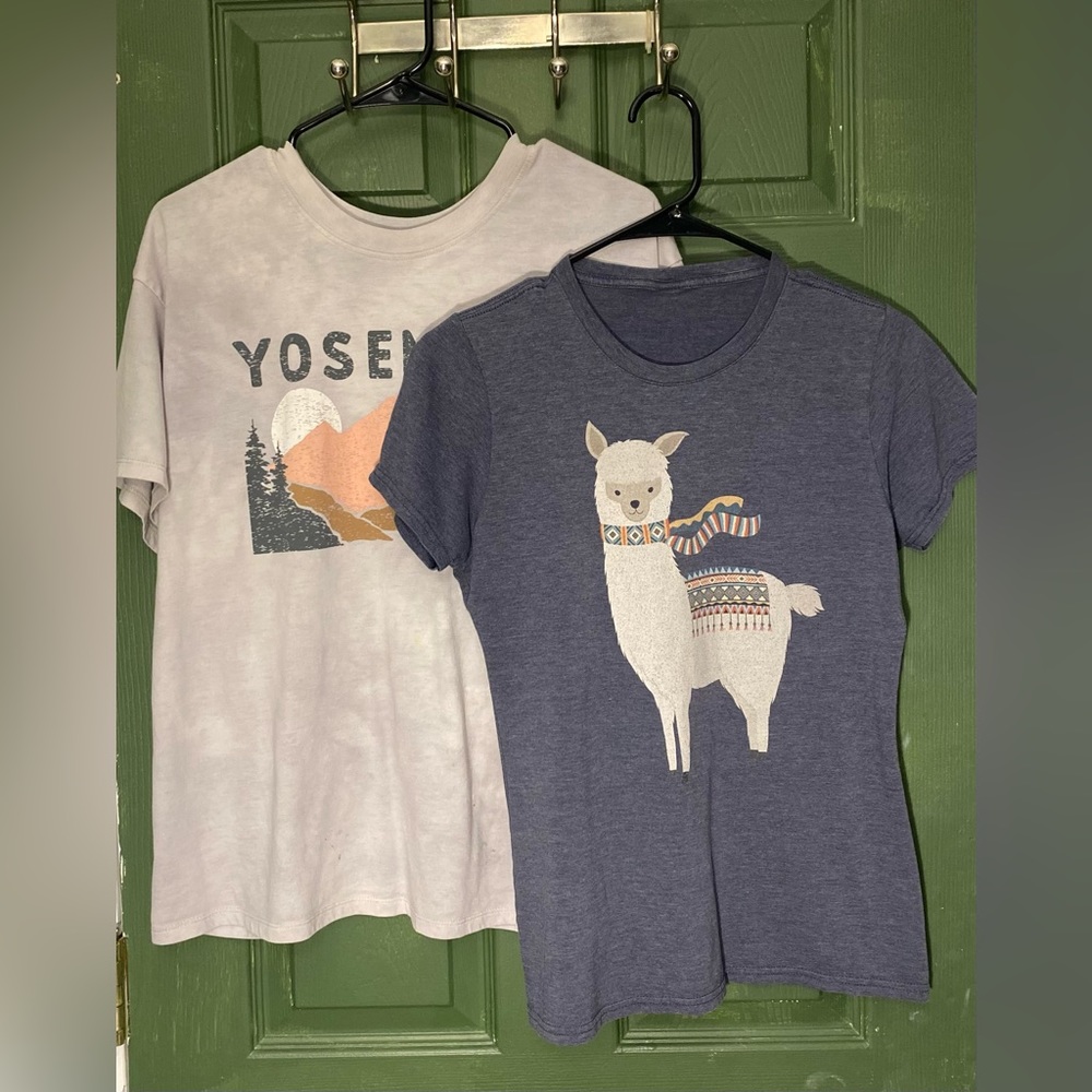 two graphic t-shirts
